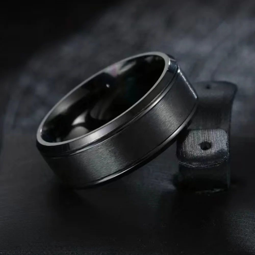 Mens Black Stainless Steel Ring